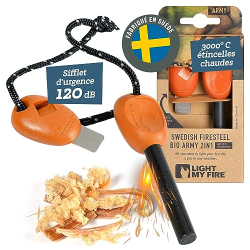 Light My Fire Allume Feu Survie - Pierre à Feu avec Tige de Ferrocérium - Fire Steel - Équipement de Bushcraft - Allume Feu au Magnésium 2-en-1 pour Feux de Camp...