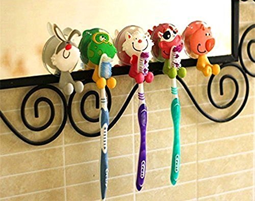 Antibacterial Toothbrush Holder,Wuudi(TM) Antibacterial Toothbrush Cover Holder with Suction Cup 5 Animals