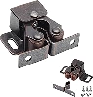 ALLWIN 6 Pack Bronze Double Roller Cabinet Latches - Sturdy Spring-Loaded Catches for Kitchen Cupboards, Closets & RV Doors