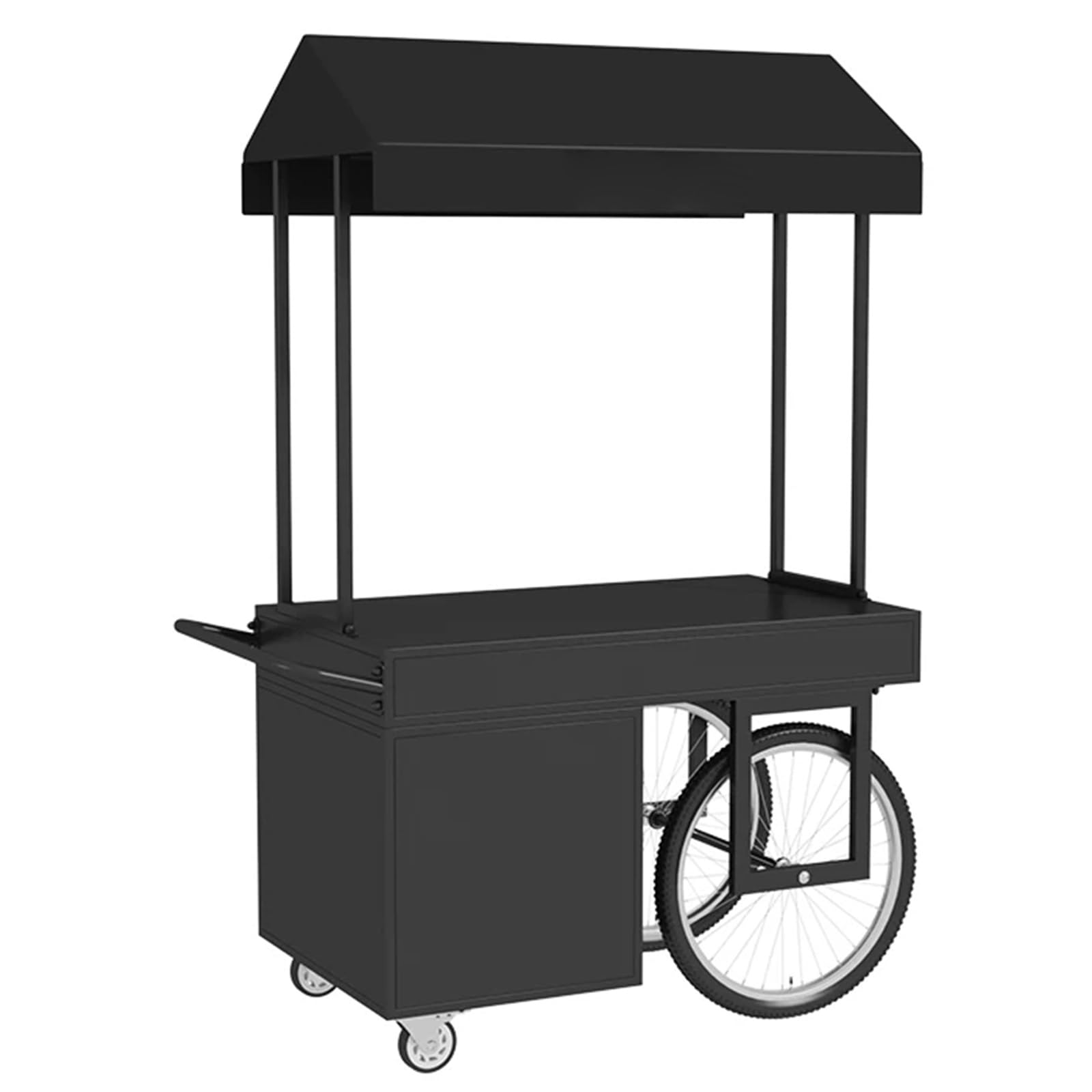 JINGSHIQIAOPL Black Mobile Vending Cart with Canopy, Wheeled Vendor Cart for Farmers Markets, Street Vending, and Outdoor Events(Black,140x70x200cm/55x28x79in)