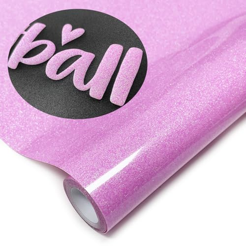 Image of Neon Pink Glitter Puff Vinyl Heat Transfer - 12 inch x 5ft 3D Puff HTV Vinyl, Glitter Puffy Iron-On for Fabrics, Perfect for T-Shirts, Bags, Pillows, Compatible with Cricut & Cameo