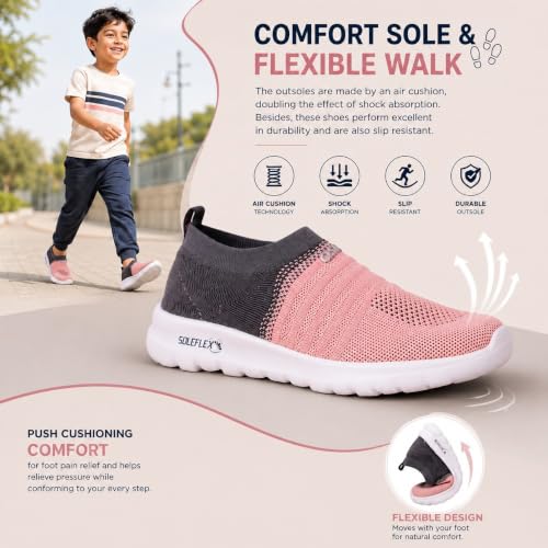 Image of ASIAN Mars-12 Kids Casual Walking Shoes | Lightweight Slip-On Design, Stretch Knit Comfort & Flexible | Ideal