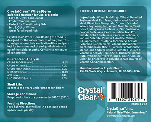 Crystalclear Koi & Pond Fish Food - Wheat Germ - 3.0Mm Pellet Size - 2.2 Pound Bucket #TOP3