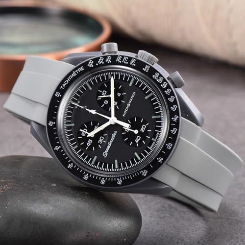 Nizonlaie Silicone Watch Bands Curved end Compatible with Omega X Swatch Moonswatch Watch 20mm Curved No Gap Quick Release Premium Silicone Rubber Strap Watch Replacement Band Men Women by Nizonlaie - Image 5
