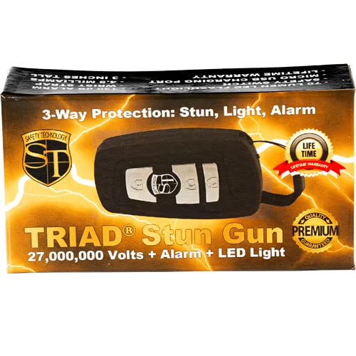 Triad 27 Million Volt Rechargeable Mini Stun Gun, Flashlight & Alarm #TOP3