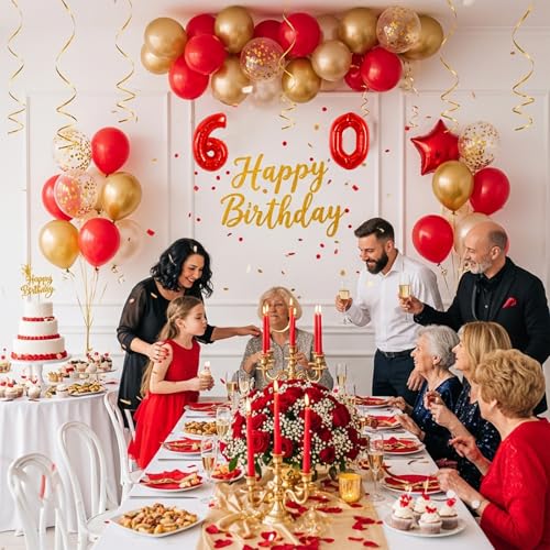 Image of TONIFUL 20 Pcs Number Balloon 2 Set 16 Inch Fat Red 0-9 Numbers Balloons | Small Custom Digital Mylar Foil Ballons for Birthday Valentine's Day Graduation Anniversary 2027 New Year Eve Party Decor