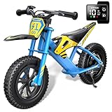 Gyroor S1 Kids Electric Balance Bike, 200W Motor 3 Speeds up to 10 MPH, 12-Inch Pneumatic Tires, 7-Color Rear Fender LED Taillight, Drum Brake, UL2272 Certified, for Ages 3-6, Blue-DCC