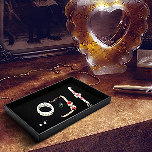 XCRUI Black Velvet Stackable Jewelry Tray Showcase Display Earring Necklace Bracelet Rings Organizer…… (4 pcs) by XCRUI - Used condition - Image 4