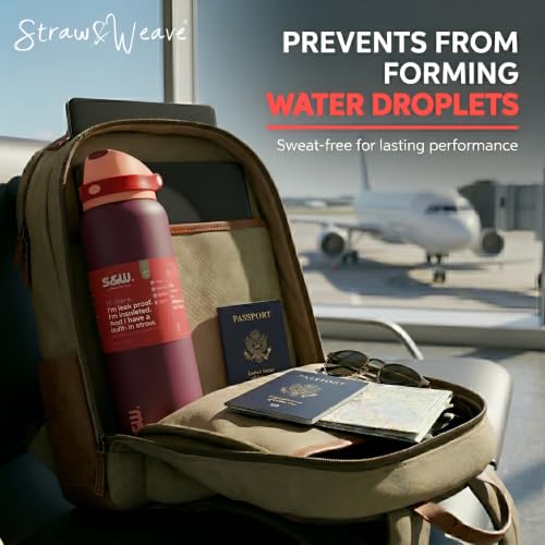 Image of STRAW&WEAVE PureFlow Water Bottle 710 ml Stainless Steel Sports Bottle with Sipper Cap | For Home, Office, Gym, Travelling | Lightweight | BPA Free