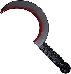 Foice de Plástico Realista com Cabo de Caveira Acessório de Mão para Fantasia de Terror