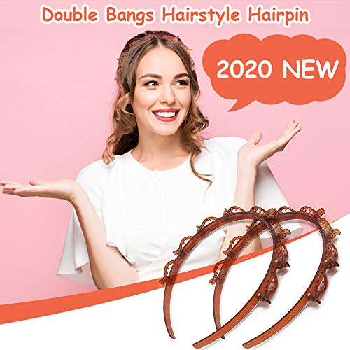 Frisur Haarnadel, Frisurenhilfe Haarreif mit Klammern, Double Bangs Hairstyle Hairpin, Stirnband Haarhalter Haarschmuck Haarband, Haarreif mit Klammern Schwarz, Twist Clip Stirnband (Braun)