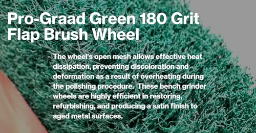 Image of 8 inch x 2 inch Green 180 Grit Non-Woven Bench Grinder Polishing Burnishing Satin Finishing Flap Brush Wheel for Aluminum Copper Metal Golf Club Refurbishing, Compatible for 1 /2 inch, 5 /8 inch, 3 /4 inch Arbor