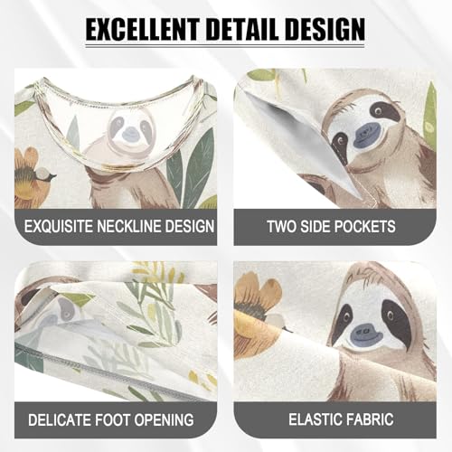 senya Short Sleeve Pajamas Sets Summer Cotton Sleepwear Cartoon Cute Sloth4