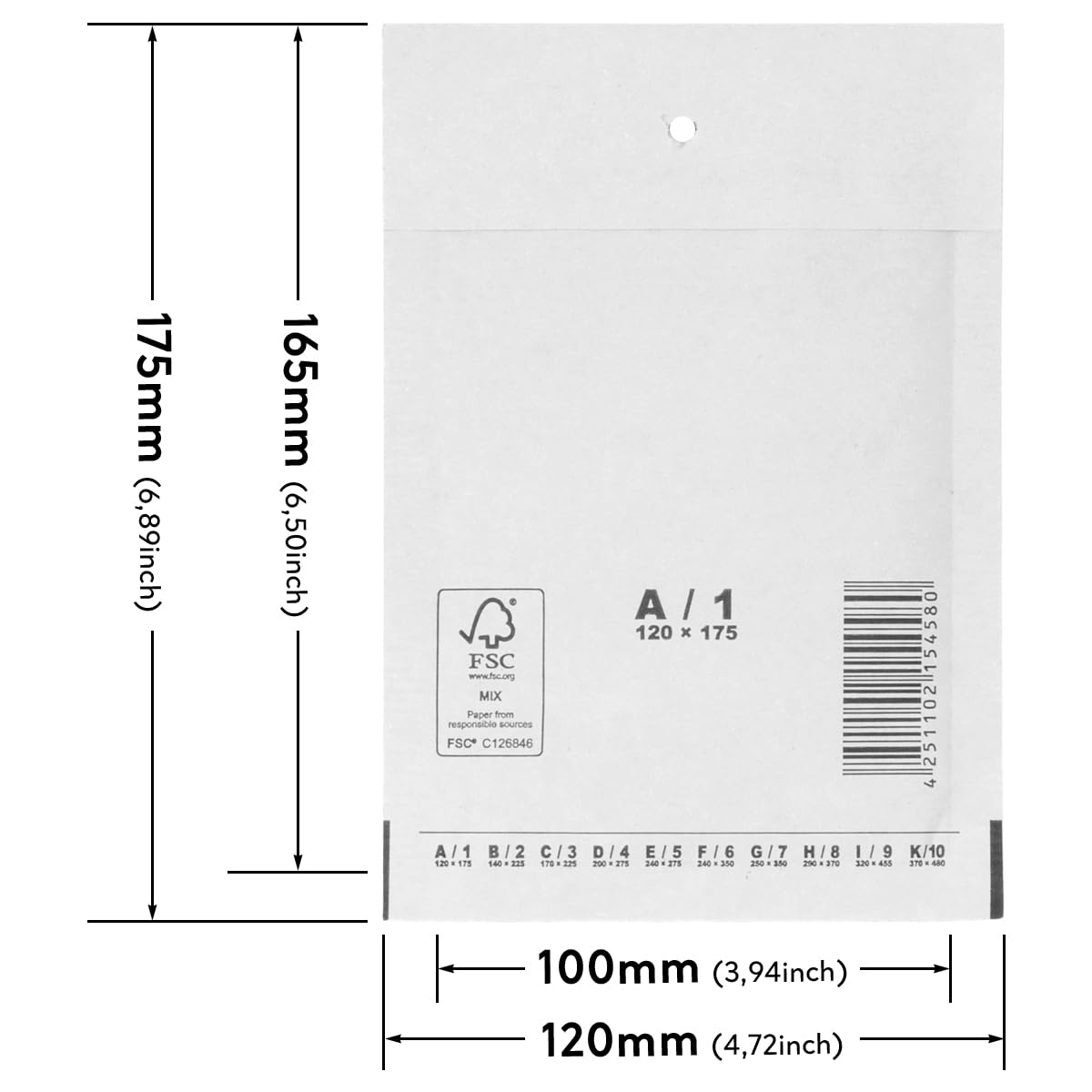verpacking 800 Buste imbottite bianche 12 x 17,5 cm A1 - Buste pluriball, Buste con bolle