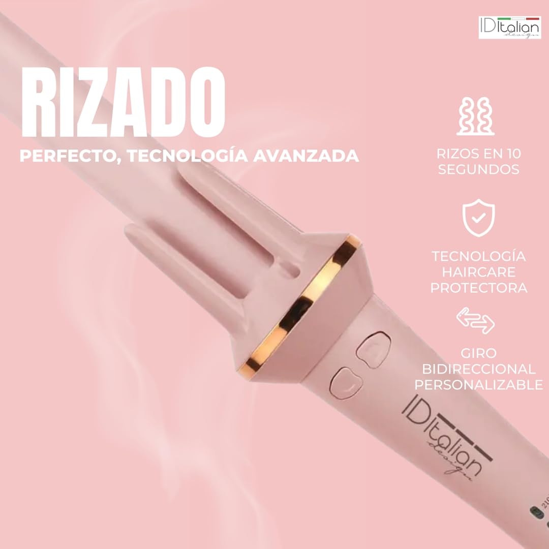 ID Italian Design Rizador de Pelo Automático Spin Curl | Tecnología HairCare, Rizado Rápido 10 Segundos, Recubrimiento Cerámico, Giro Bidireccional, 3 Temperaturas