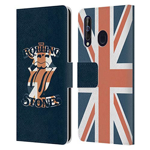 Head Case Designs Licenciado Oficialmente The Rolling Stones Lengua Union Jack Gráficos Carcasa de Cuero Tipo Libro Compatible con Samsung Galaxy A60 / M40 2019