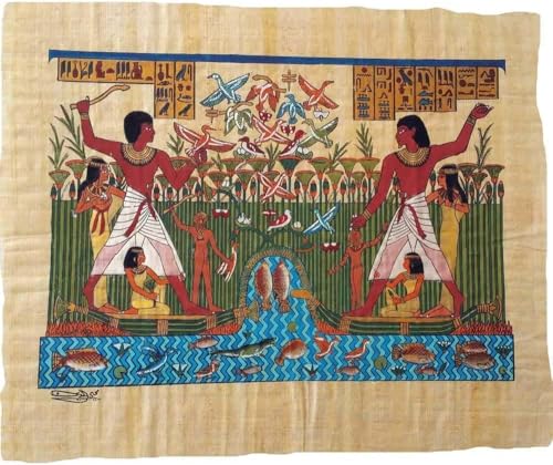 Papyrus égyptien authentique de la scène de chasse de Nakht 33x43cm