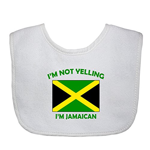 I’m Not Yelling, I Am Jamaican Jamaica Jamaicans Soft Terry Cotton Baby Bib White Trim