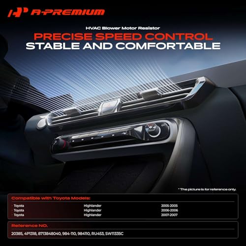 Image of A-Premium Front HVAC Blower Motor Resistor Compatible with Toyota Highlander 2005-2007 - Replace# 8713848040