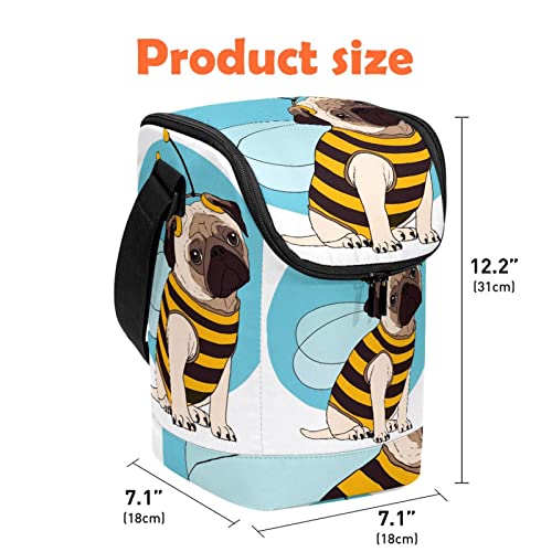 Bolsa de almuerzo de pug porta alimentos reutilizable y ligero para mujer 5