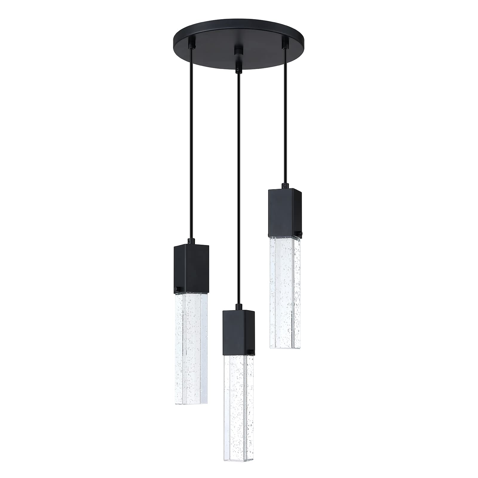 Mini Integrated Hanging Crystal Kitchen Island Modern Concise Pendant Ceiling Light Fixture,for Kitchen Island Dining Room Bedroom Hallway,UL Listed (Black, 3 Light)