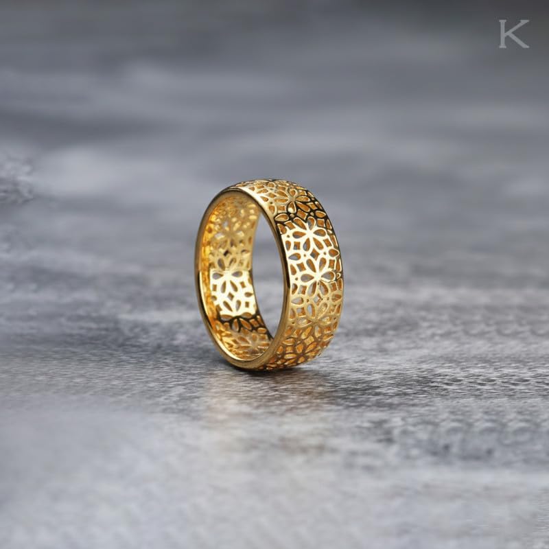 Image of Kisna Diamond & Gold Jewellery 18KT (750) Yellow Gold For Women|Real Gold Band|Gold Band Women|Stylish & Simple Daily Wear Gold Band|Gift for Her, Birthday, Anniversary|Fiorra Gold Band S18