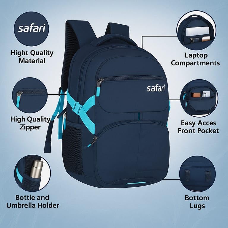 Image of TRITAN 19 FB Black & Navy Blue Backpack | Durable & Stylish | Ideal for Travel & Daily Use