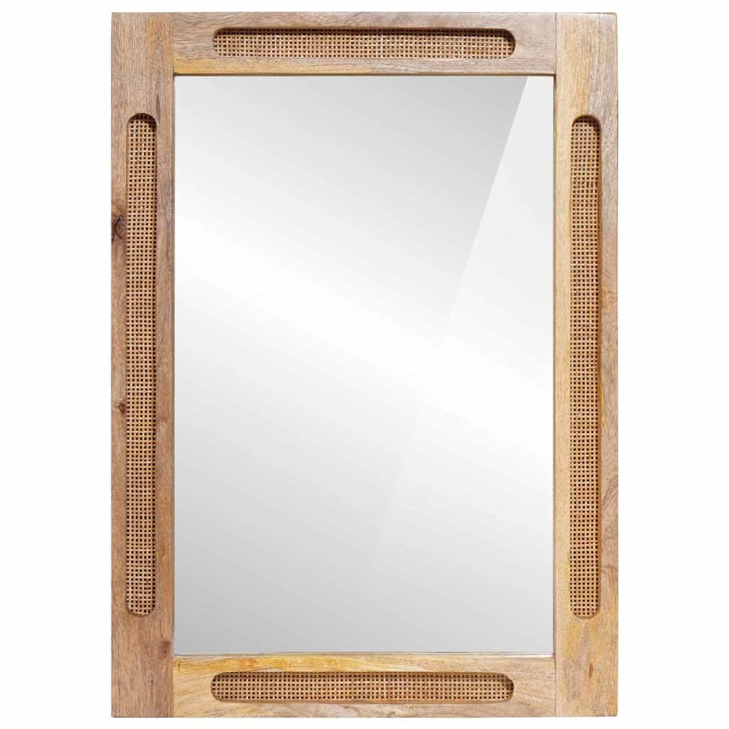 KKgypkn Rectangular Bathroom Mirror with Solid Wood Frame Durable for Indoor Use Crafted from Mango Wood