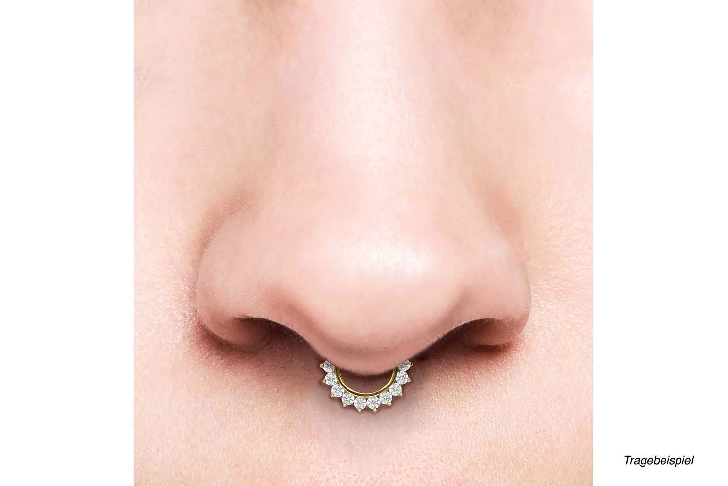PIERCINGLINE Titan Clicker | 10 KRISTALLE | Piercing Ring Nase Septum Ohr Helix Tragus | Farbauswahl