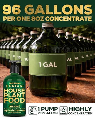 Image of Plant Food for Houseplants, Instant Indoor Plant Fertilizer for Healthier Plants, Clean & Safe for Indoor & Outdoor Use - Smart Grower Genius+ Easy Squirt Pump 8oz Makes 96 Gallons