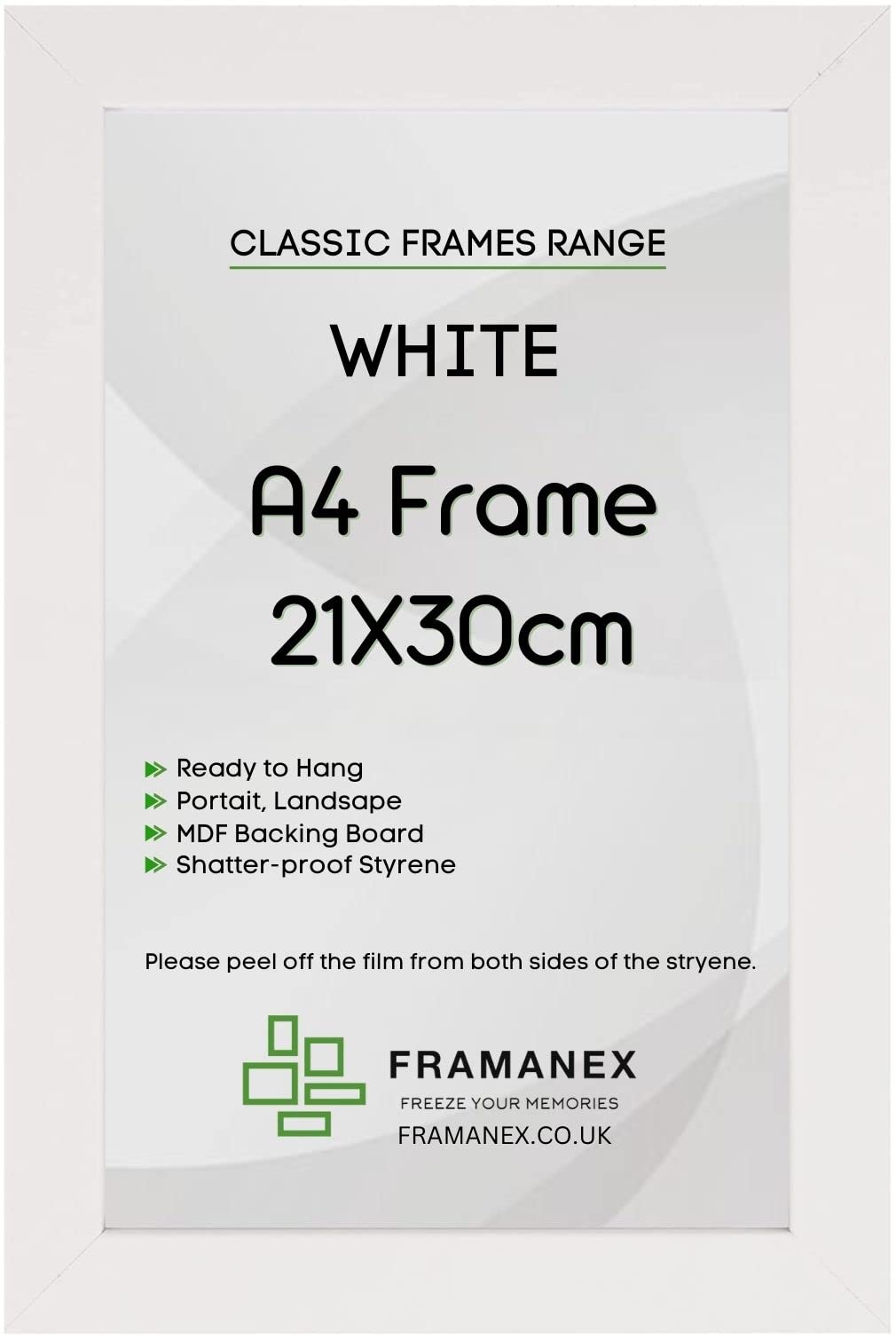Framanex White A4 Frame, Family Picture Photo Poster Frames | Modern, Wood Finish, Landscape, Portrait Wall Hanging Picture Frames A4 Rectangle Picture Frame [White]