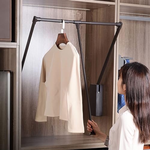 Genérico Barra de Armario Ajustable y extraíble de 51 a 121 cm Que Ahorra Espacio, Percha Extensible con Retorno Suave, Ideal para un fácil Acceso y organización.