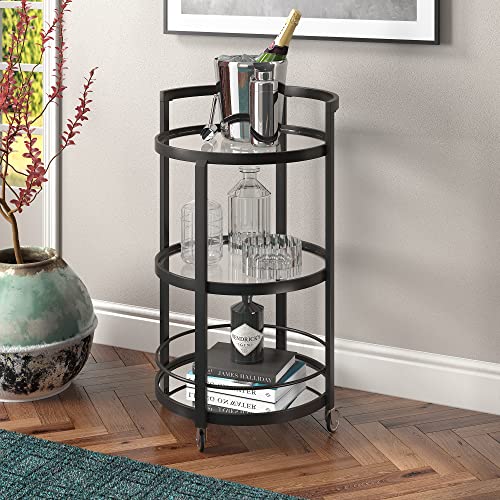 Image of Henn&Hart 21 inch 3-Tier Portable Modern Bar Cart, Serving Cart, Black