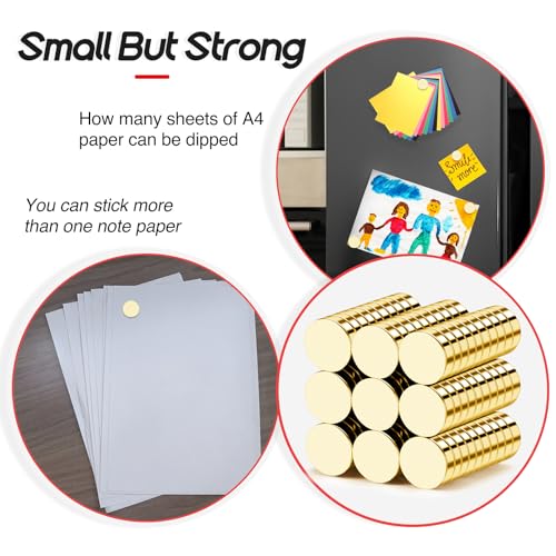 Image of 120 Pcs Gold Fridge Magnets, 10x3mm Small Rare Earth Magnets Neodymium Magnet for Refrigerator School, Whiteboard, Crafts, DIY