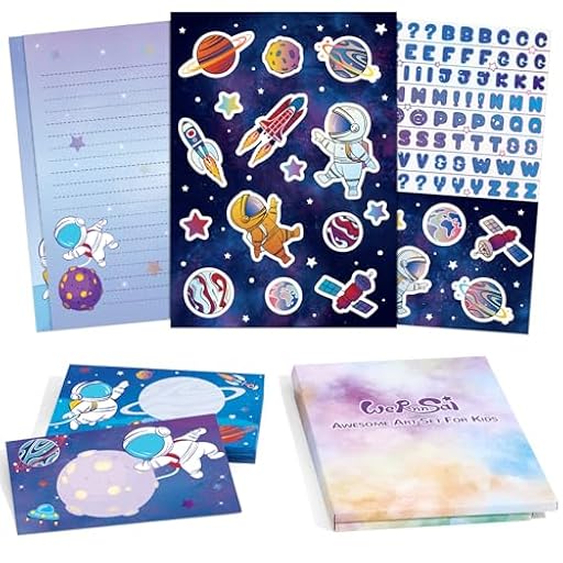 WERNNSAI Juego de papelería para niños, set de papelería para niños con astronautas, kit de escritura de cartas para adolescentes, juego de papel para cartas aeroespaciales | Ya disponible en tu tienda friki favorita! En mundofriki.es!