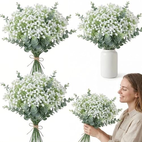 132 Pcs Babys Breath Artificial Flowers with Eucalyptus...