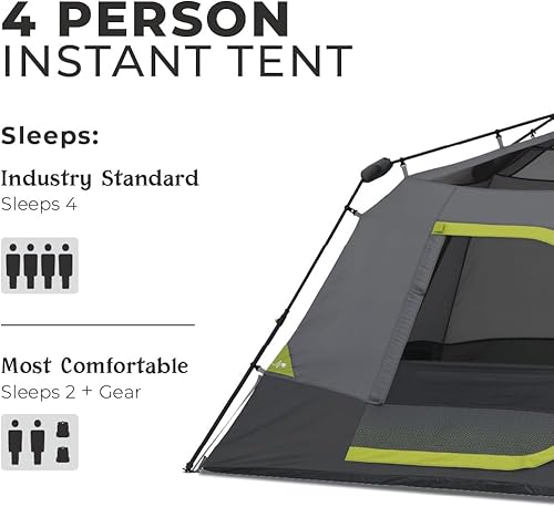Miniatura 4 de CORE Juego de tienda de campaña instantánea para 4 personas  Incluye 1 tienda de campaña desplegable con configuración de 60 segundos, 1 mesa al