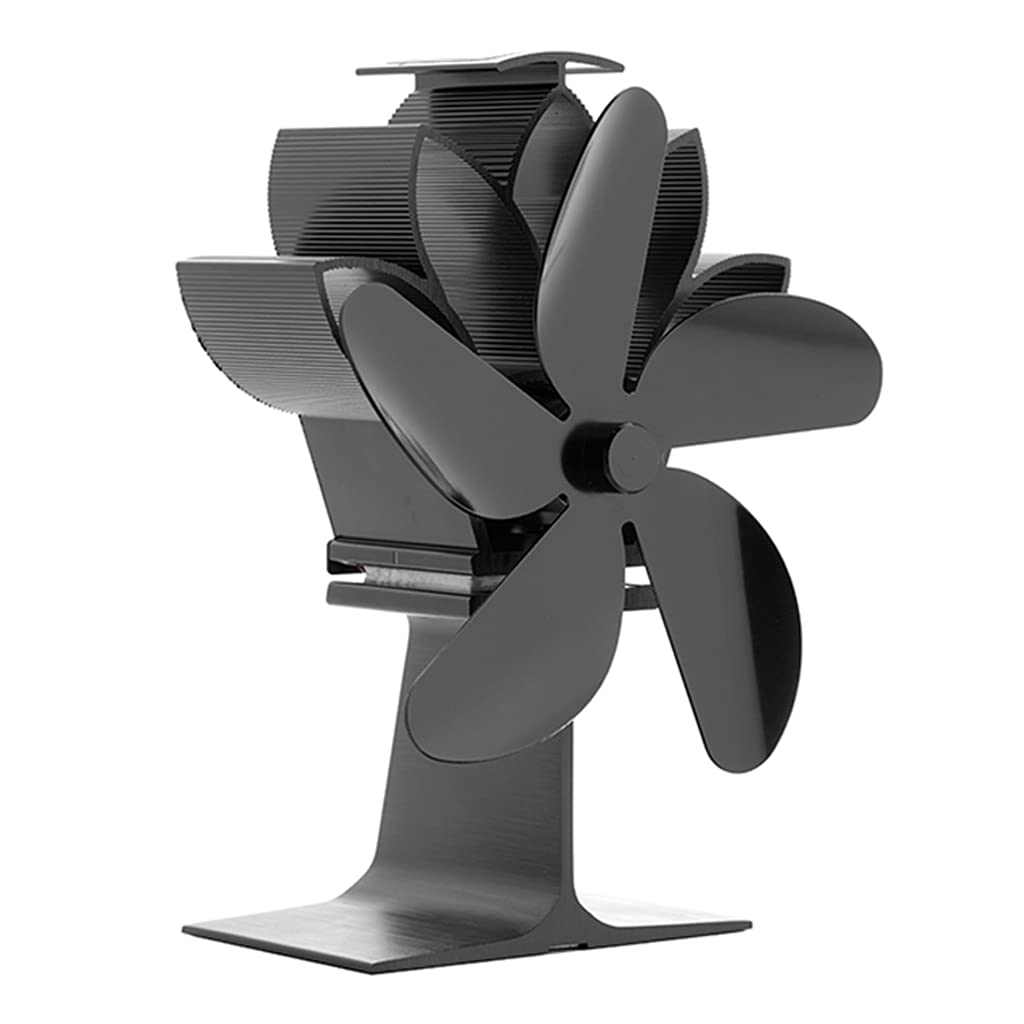 Zxfdsfdbnm Black 5-Blade Heat Powered Stove Fan For Wood Log Larger Air On Chimney For Wood Log For Burner Qu Heat Powered Stove Fan For Burning