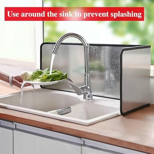 Protector de salpicaduras de acero inoxidable, diseño antiadherente de 3 lados para una protección eficaz de la grasa durante la cocción