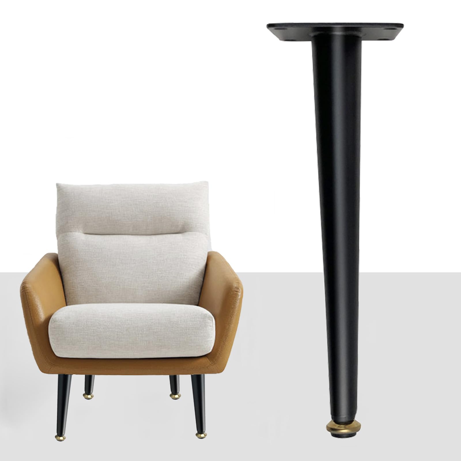 Patas para Muebles Bano Negro, 4 Piezas Patas para Mesas Regulables Pies de Sofá Negros para Armario Hierro | Pintada Anodizada Pata para Cama Altura: 10.5-72.5cm Pies de Gabinete 50.5cm/19.9"