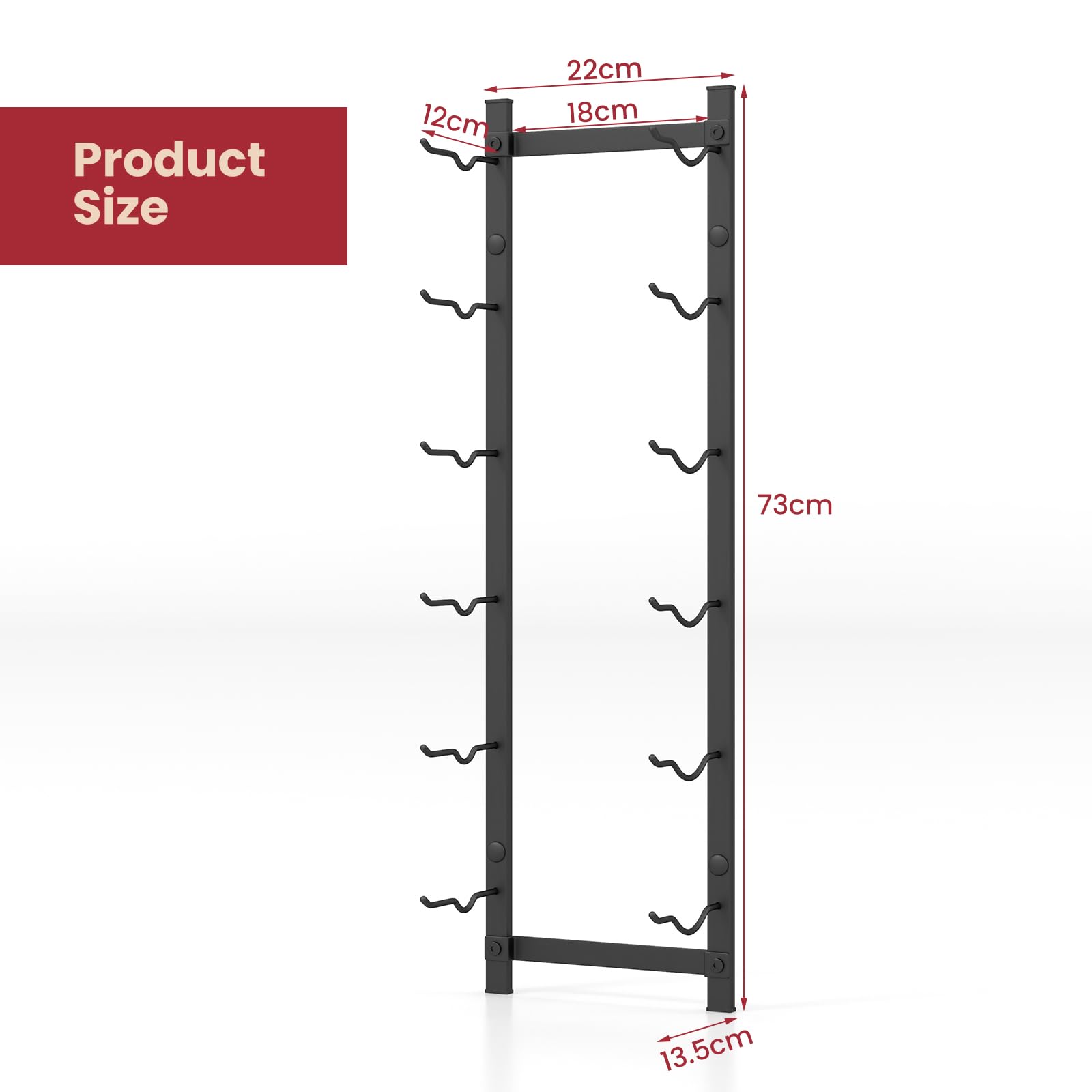 GOPLUS Botellero de Vino de Pared, Soporte de Metal para 6 Botellas, Estante Vertical Negro