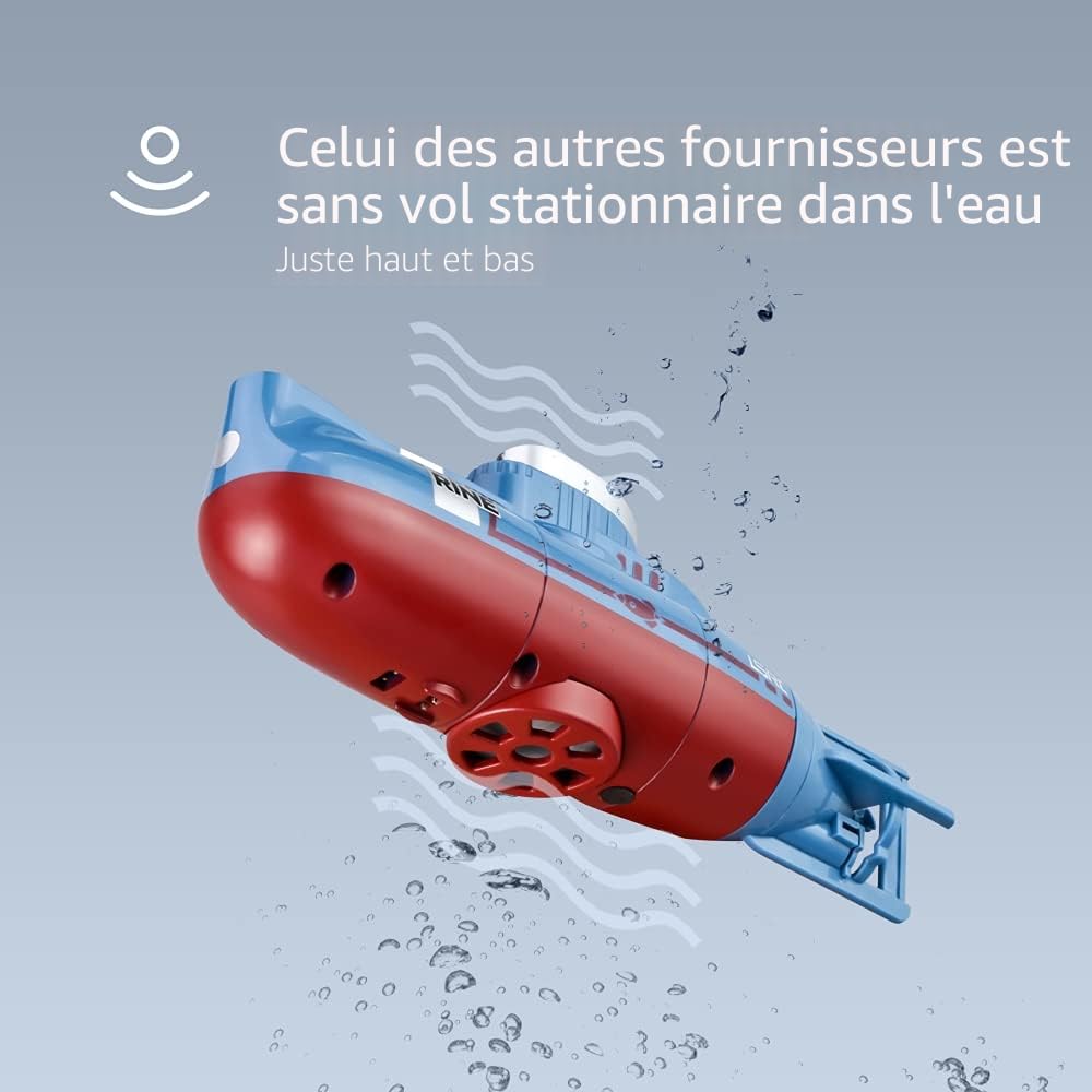 Mini Télécommandé sous-Marin Jouet, 6 Canaux RC Bateau avec Lumière LED