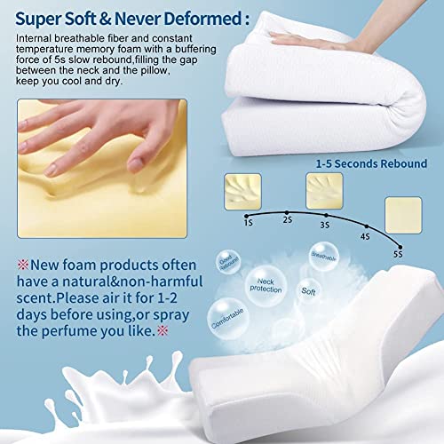 Image of Rylan Cervical Memory Foam Pillow for Neck Support | 2-Year Manufacturing Warranty | Orthopedic Contour Pillow for Cervical Spine Alignment & Shoulder Support | Made in India