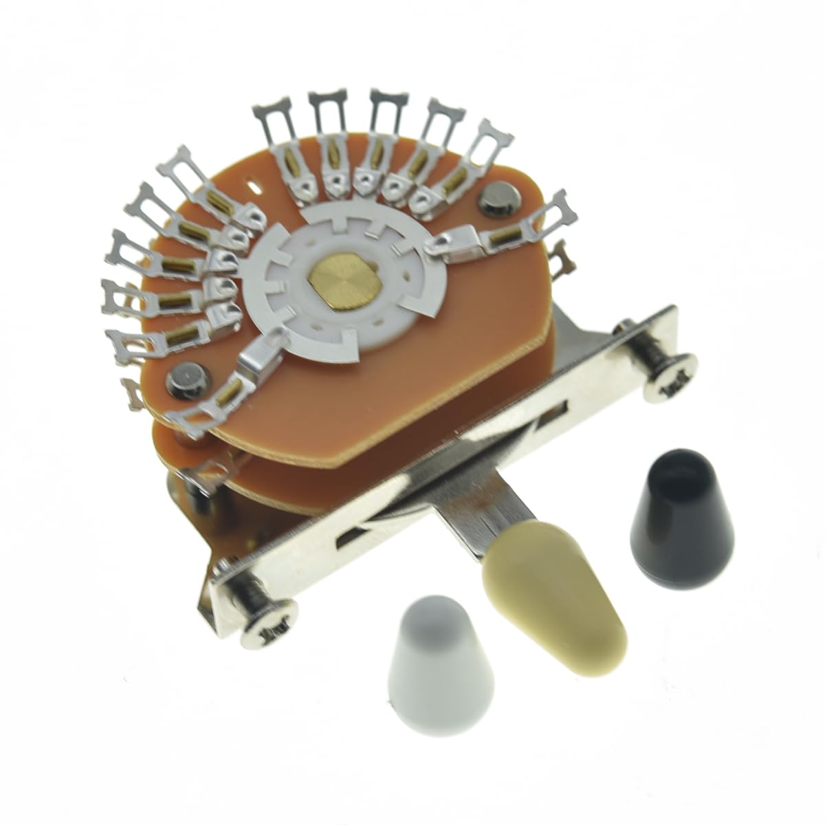 Guitar 5-way Super Switch Pickup Selector Super 4-Pole Double Wafer for Strat/Tele Guitars with Black/Ivory/White Tip