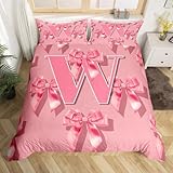 Photo Gallery richhome set di biancheria da letto per ragazze con fiocco rosa, super king size, per ragazzi e ragazze, morbido set di biancheria da letto con iniziale w, 3 pezzi, monogrammato, decorazione per Photo Gallery richhome set di biancheria da letto per ragazze con fiocco rosa, super king size, per ragazzi e ragazze, morbido set di biancheria da letto con iniziale w, 3 pezzi, monogrammato, decorazione per