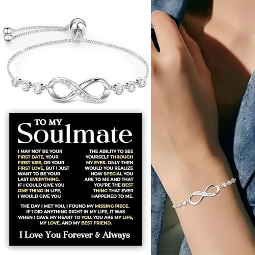 To My Soulmate Bracelet, Soulmate Bracelet For Women, Soulmate's Jewelry Gift From Boyfriend Husband Friend With Message Card And Box Meaning, Valentine Gifts For Her, Birthday Christmas Gifts4