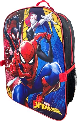 Ruz Spiderman Boy's 16 Inch Backpack With Removable Matching Lunch Box Set (Black-Red-Red)4