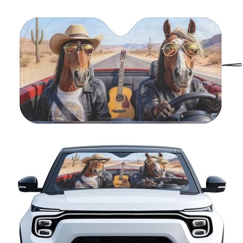 Image of Fashion Horse Windshield Sunshade Foldable Sun Shade Reflect UV Sun and Heat Keep Vehicle Cool Sun Visor Windshield Shade Universal Fit for Auto Truck Van SUV