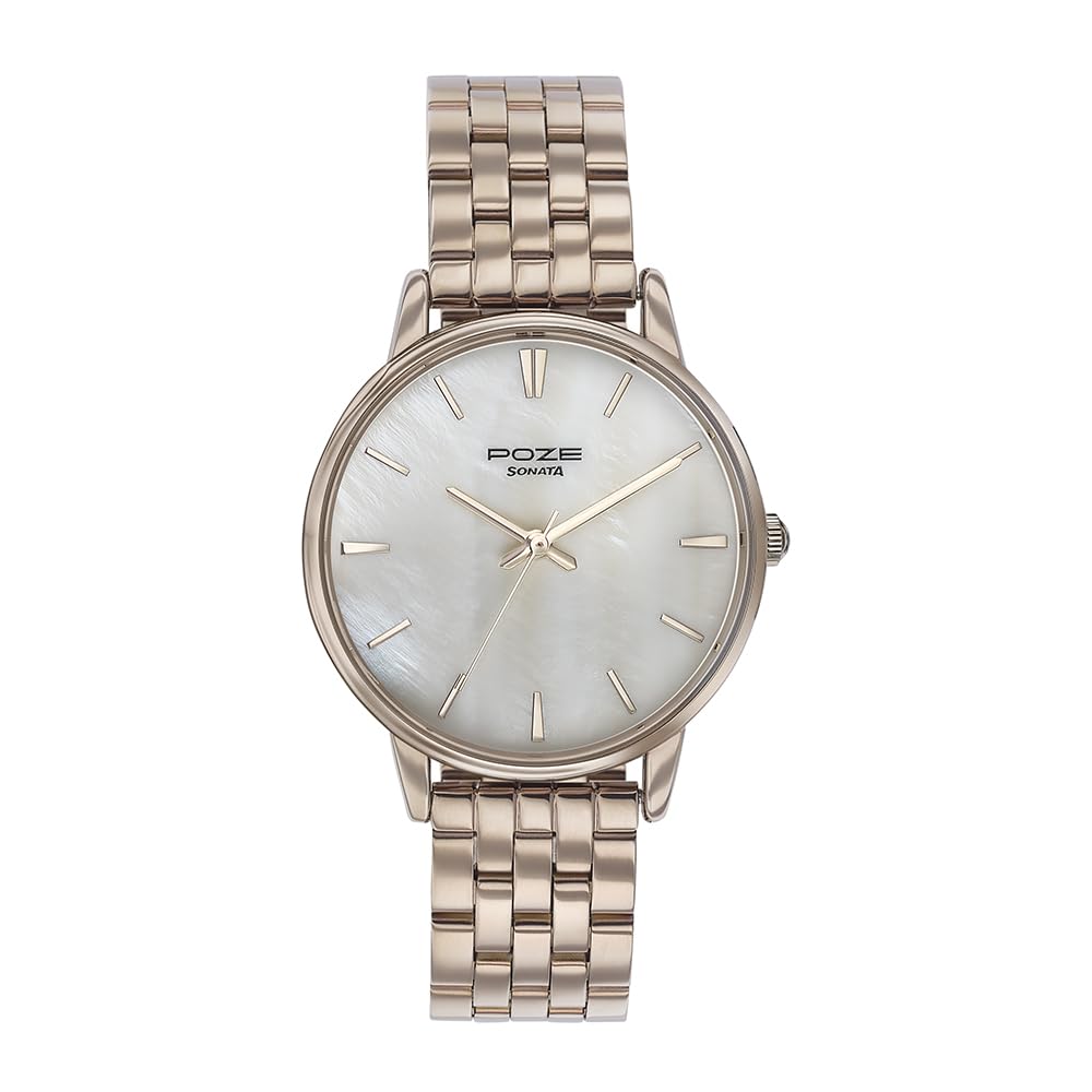 Sonata Poze Quartz Khaki Dial Khaki Metal Strap for Women-SP80083QM01W (B0DDTX3G6H) Amazon Price History, Amazon Price Tracker