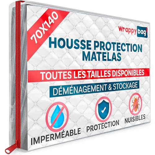 WRAPPYBAG – Housse de Protection en Plastique pour Matelas – 5 Tailles Disponibles – Sac de Rangement Imperméable et Résistant aux Déchirures – pour...